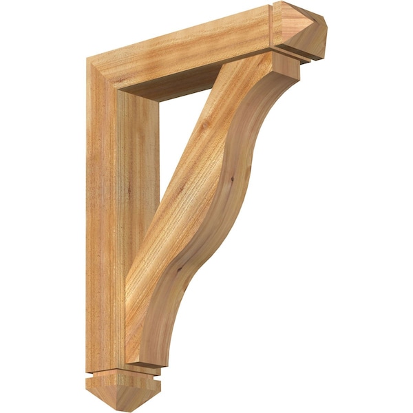 Ekena Millwork Funston Arts and Crafts Rough Sawn Bracket w/ Offset Brace, Western Red Cedar, 6"W x 26"D x 34"H BKT0604X26X34FST03RWR - main